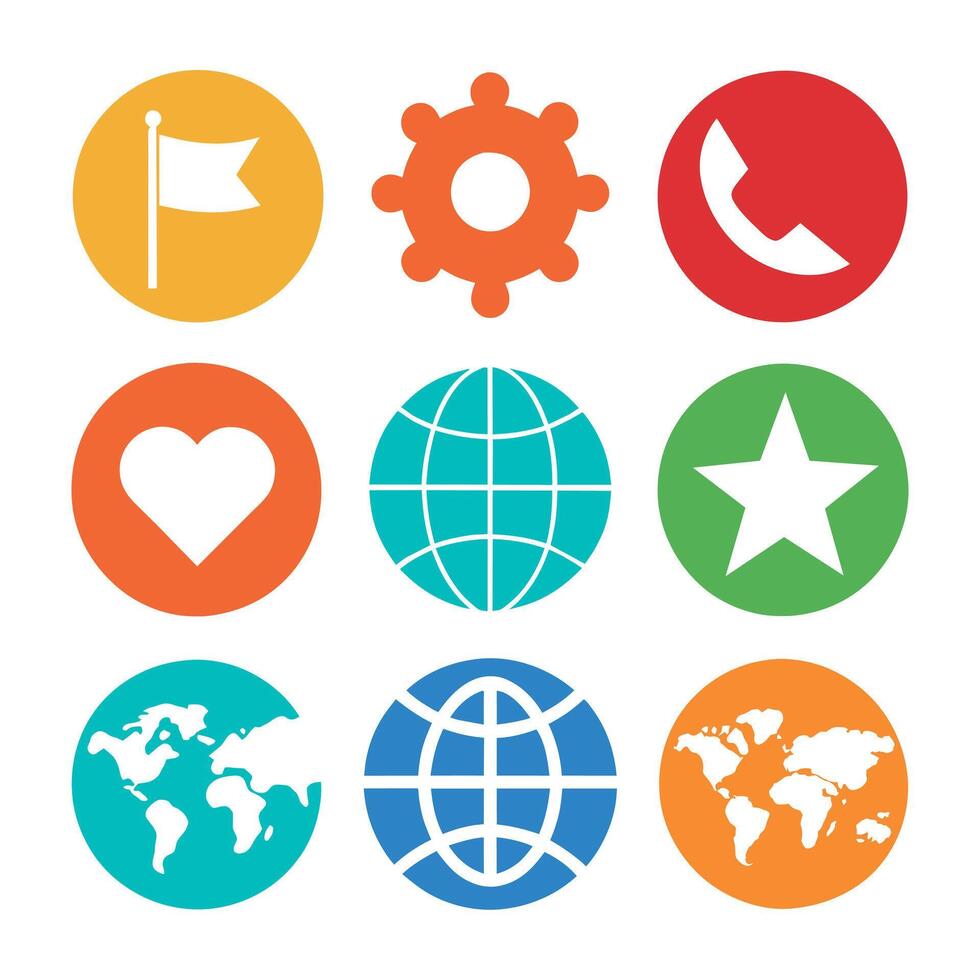Worldwide icons set pack illustration vector