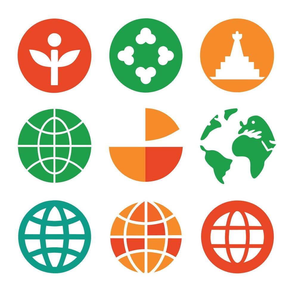 Worldwide icons set pack illustration vector
