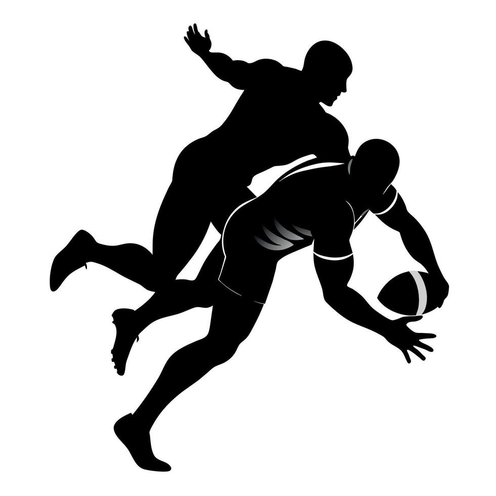 Rugby players dump silhouette white background vector