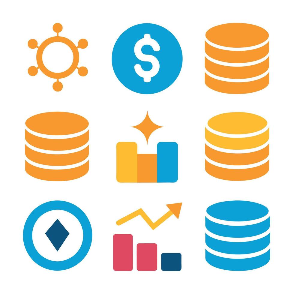 Stack of coin icon set illustration vector