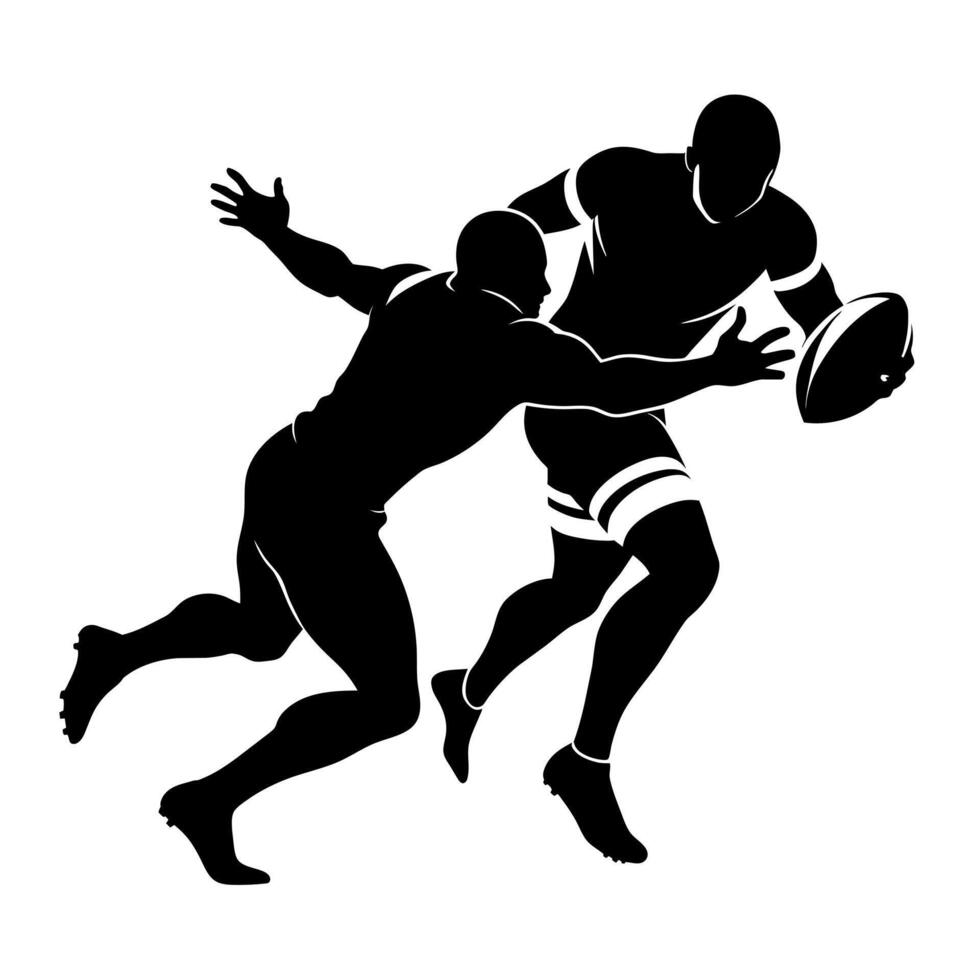 Rugby players dump silhouette white background vector
