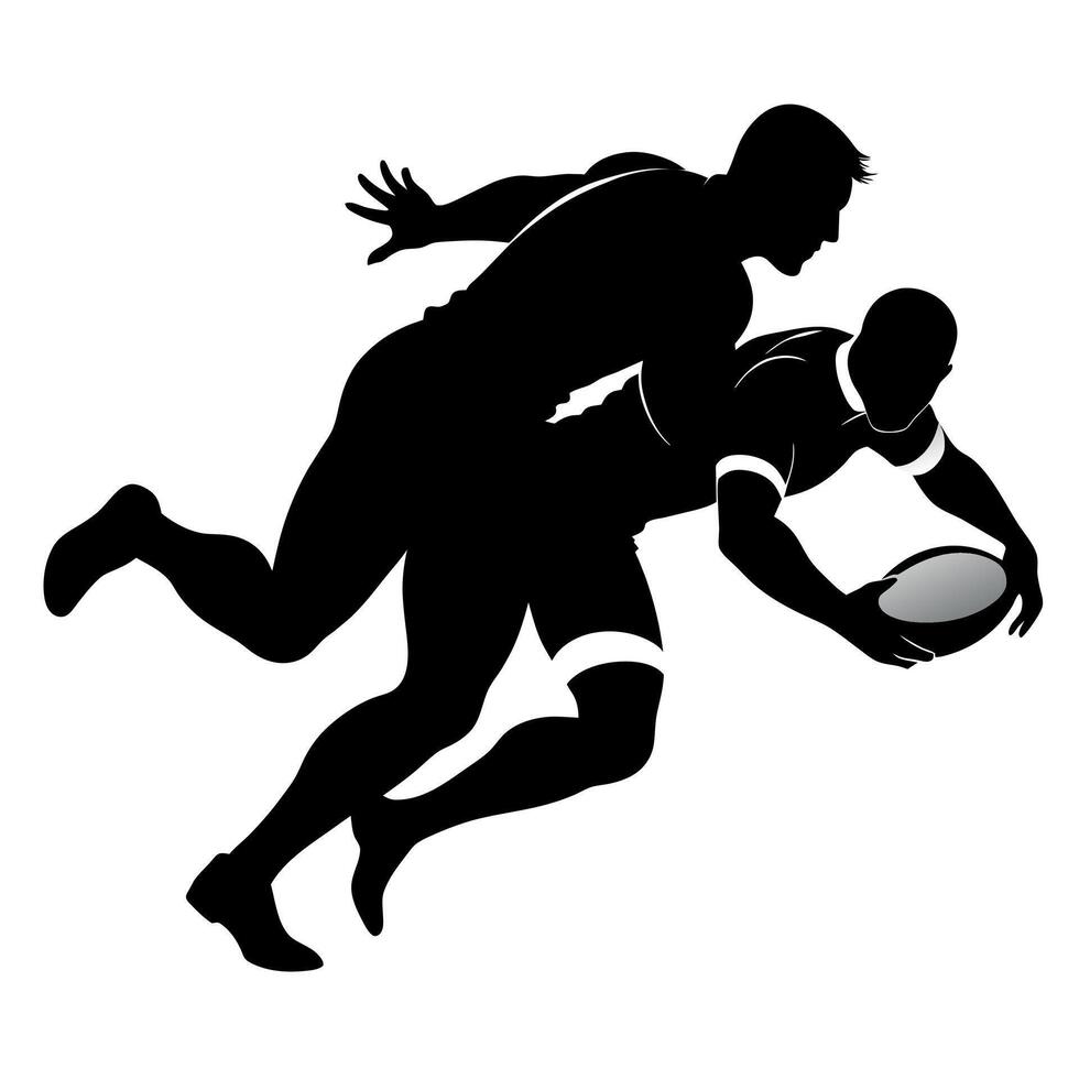 Rugby players dump silhouette white background vector
