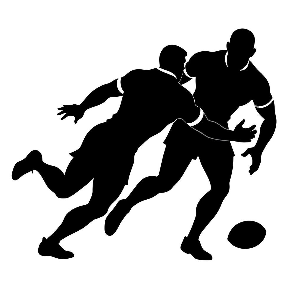 Rugby players dump silhouette white background vector