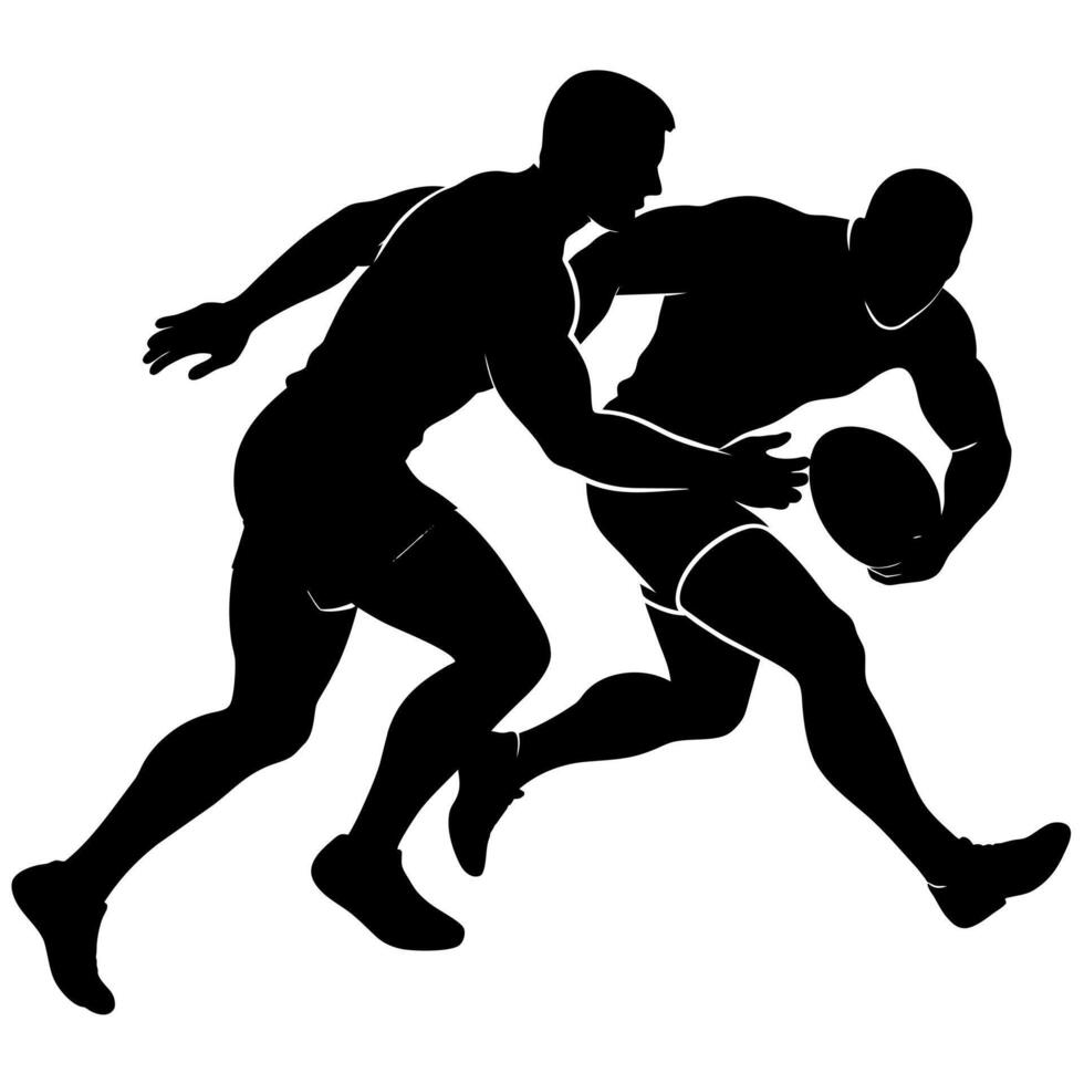 Rugby players dump silhouette white background vector