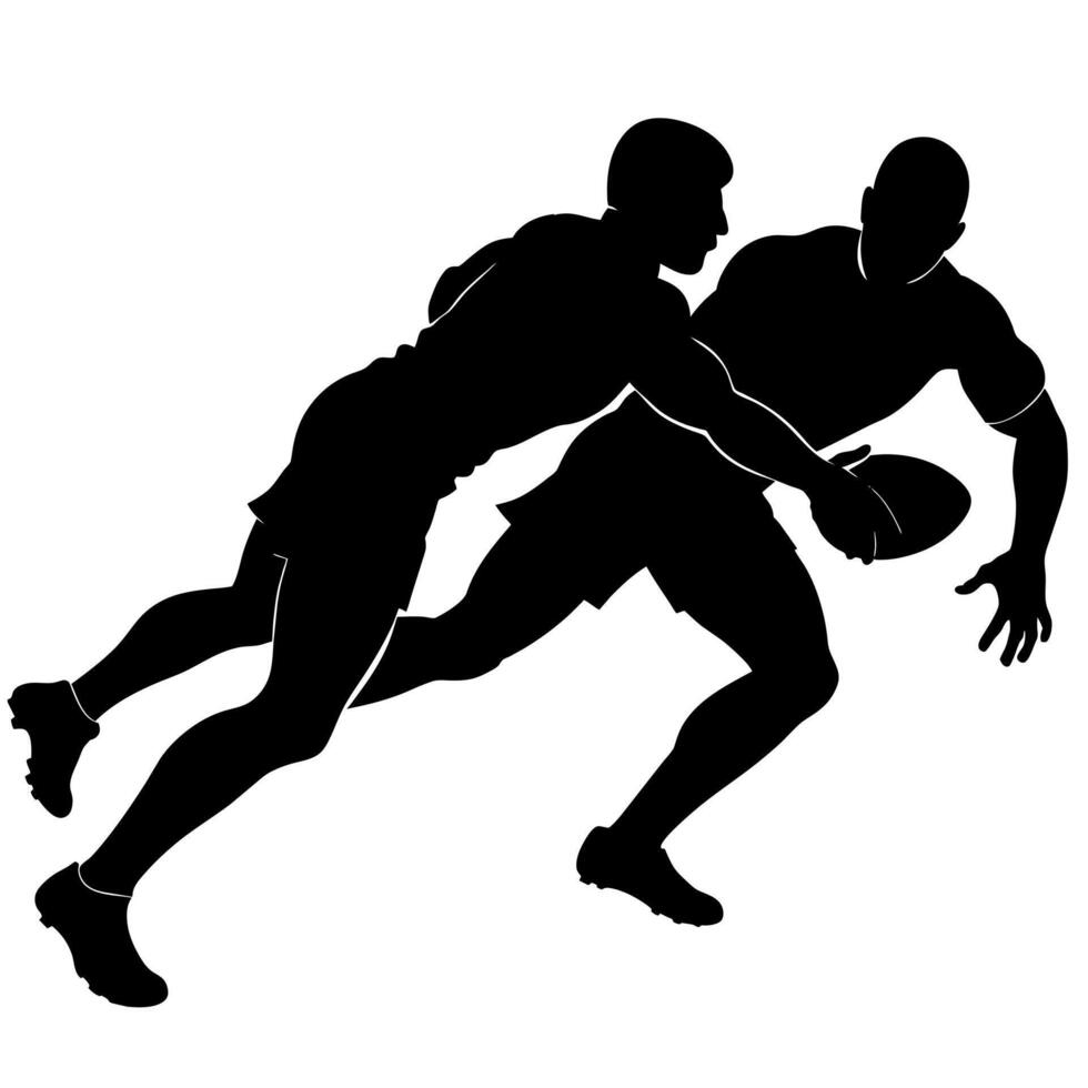 Rugby players dump silhouette white background vector