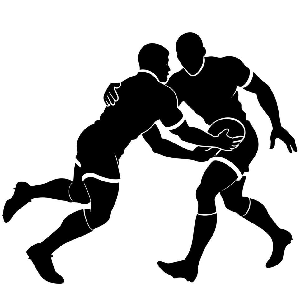 Rugby players dump silhouette white background vector