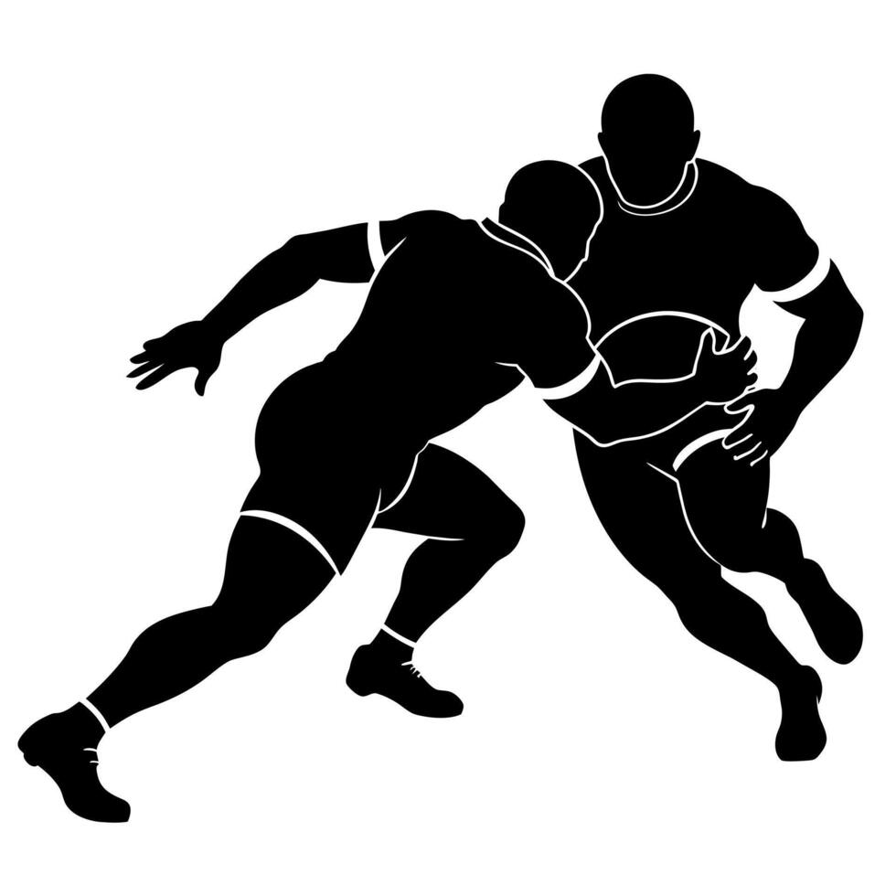 Rugby players dump silhouette white background vector