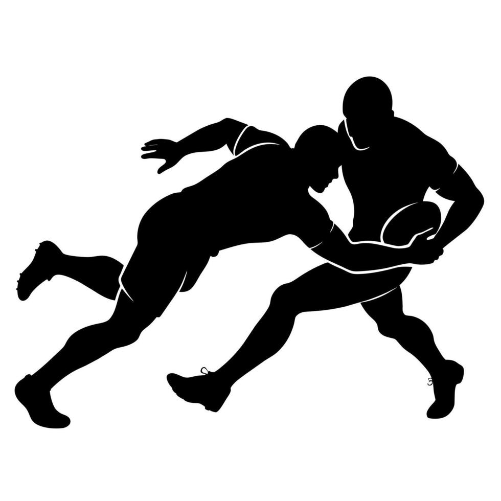 Rugby players dump silhouette white background vector