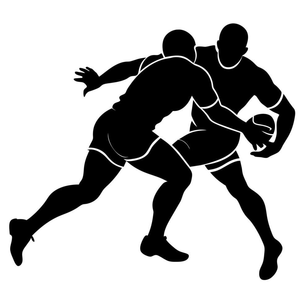 Rugby players dump silhouette white background vector