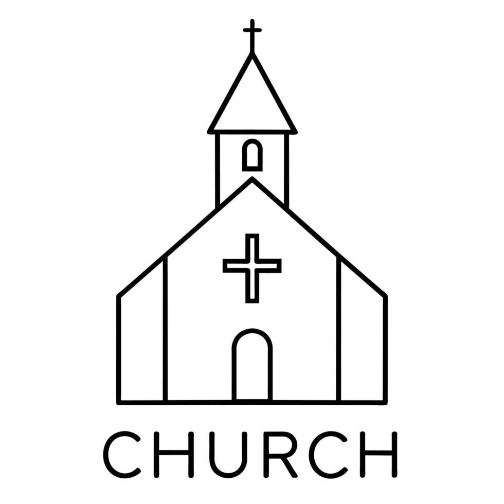 church logo flat style illustration, isolated white background vector