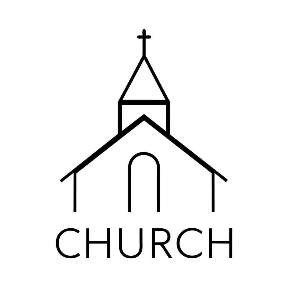 church logo flat style illustration, isolated white background vector