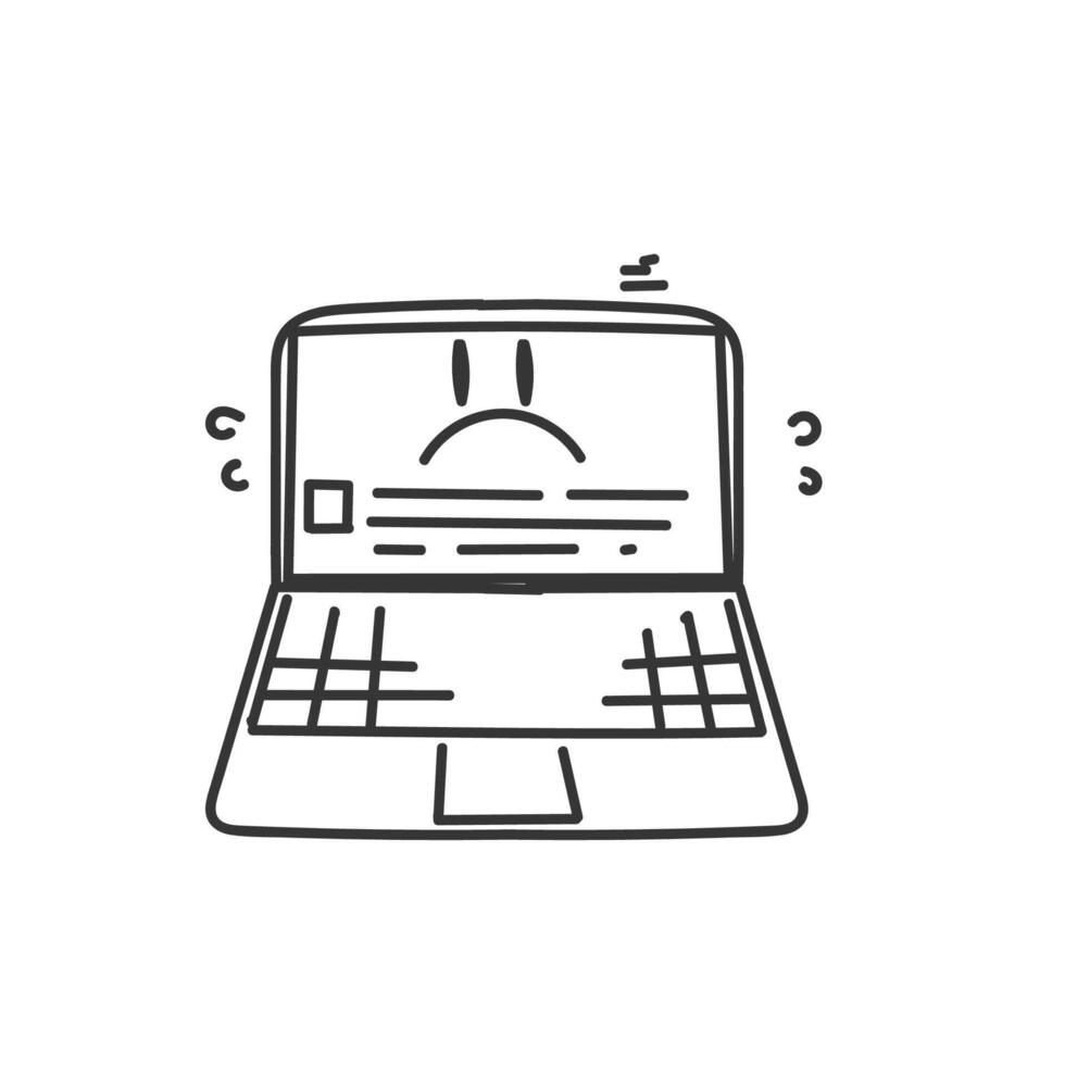 hand drawn doodle computer operating system crash vector
