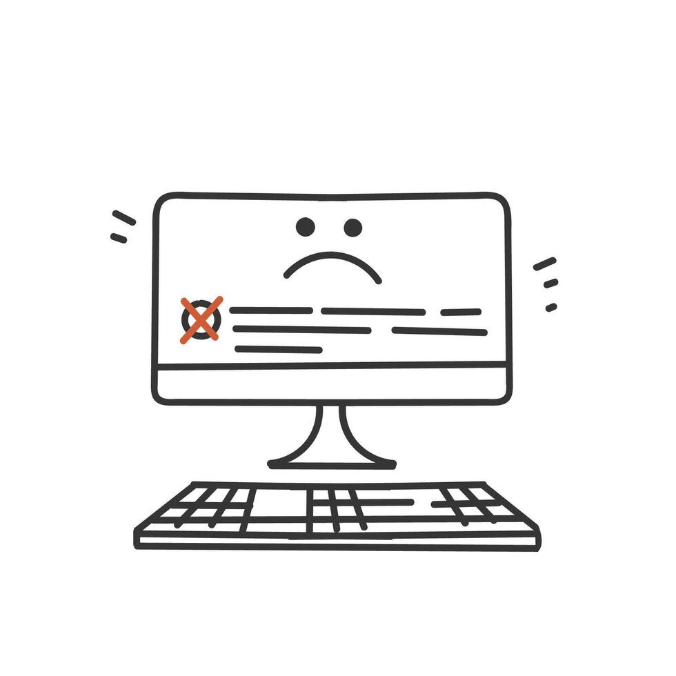 hand drawn doodle computer operating system crash vector