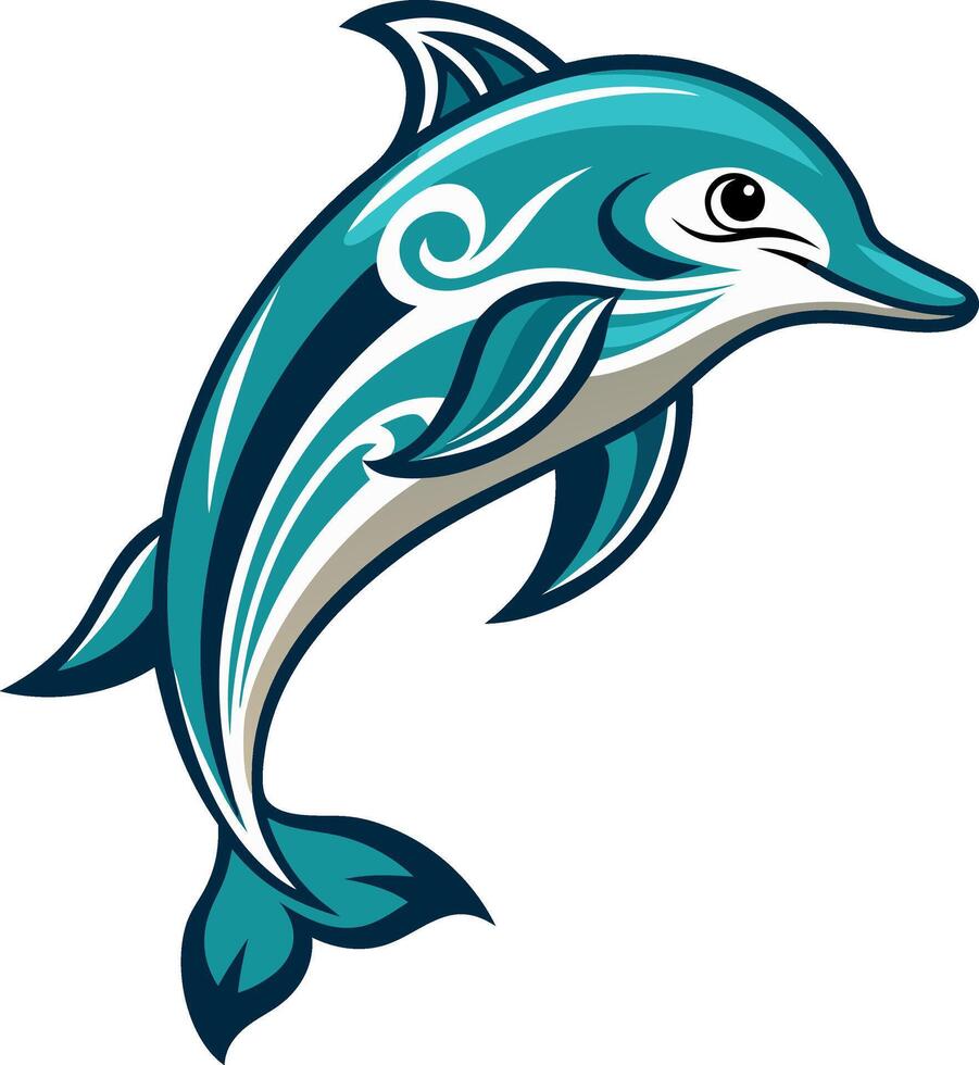 Dolphin silhouette art illustration with white background free Download vector