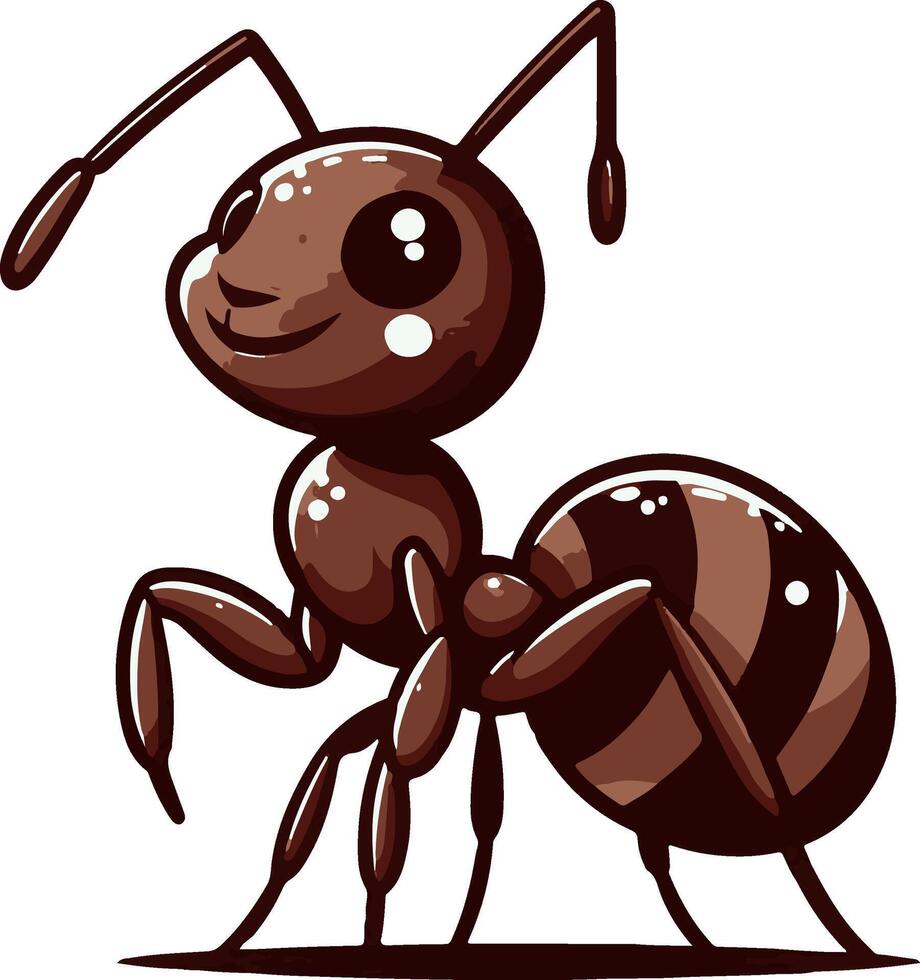 Ant silhouette and illustration with a white background. vector