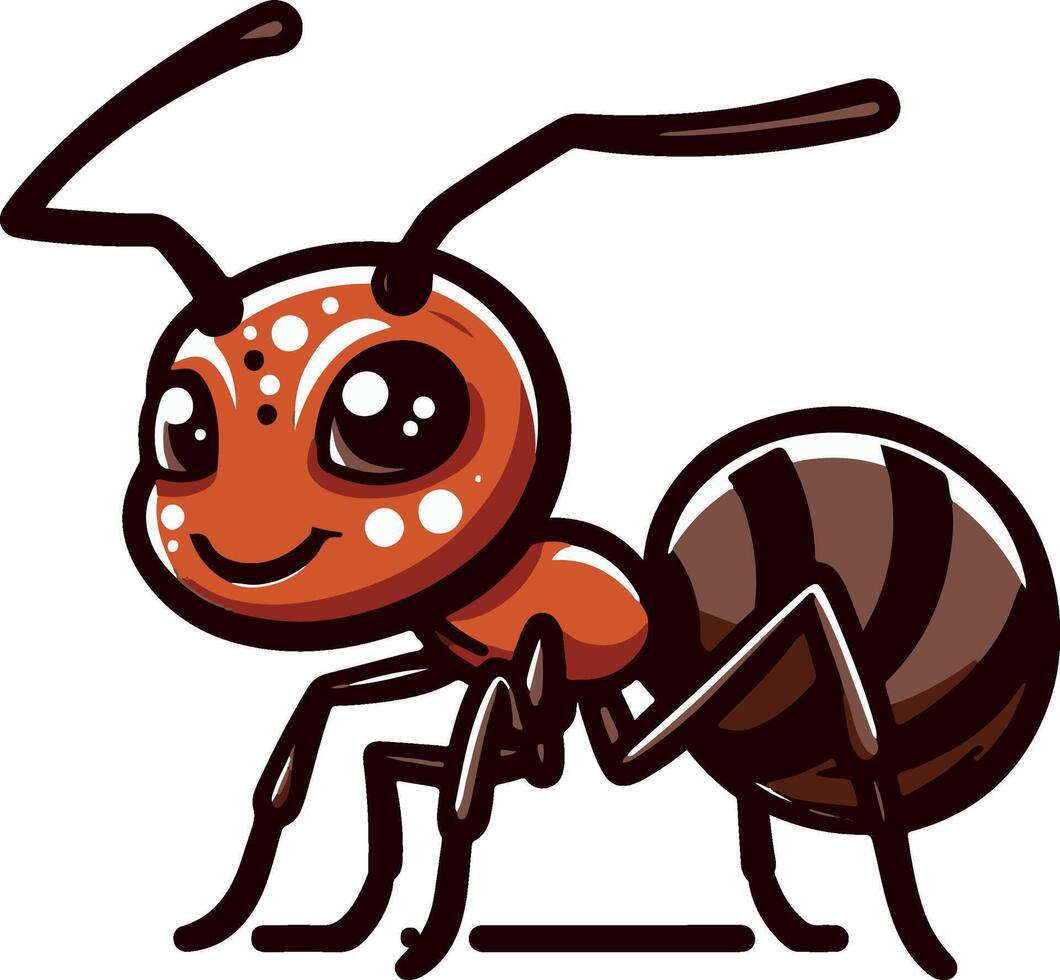 Ant silhouette and illustration with a white background. vector