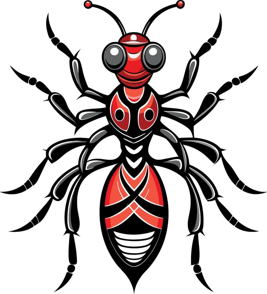 Ant silhouette and illustration with a white background. vector
