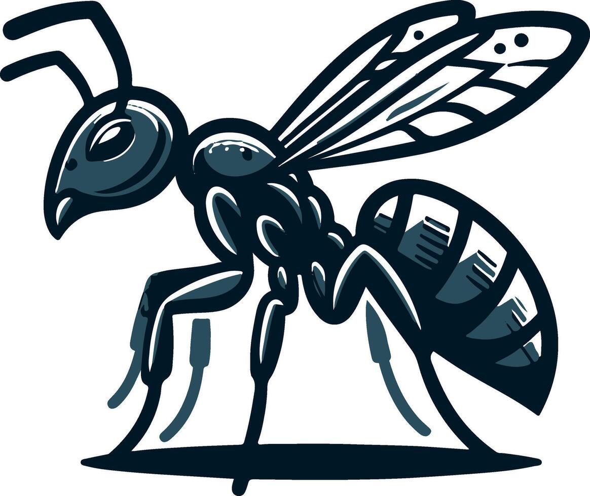 Ant silhouette and illustration with a white background. vector