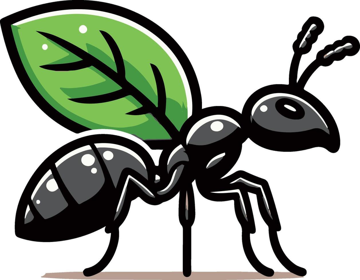 Ant silhouette and illustration with a white background. vector