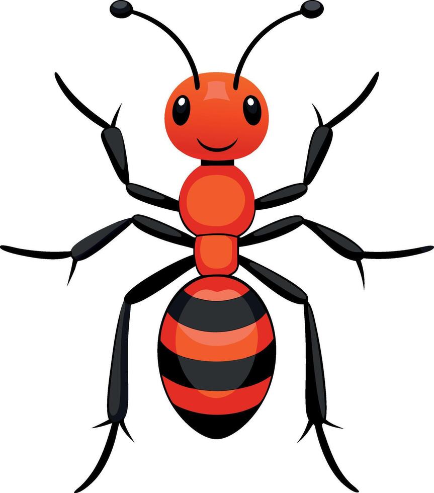 Ant silhouette and illustration with a white background. vector