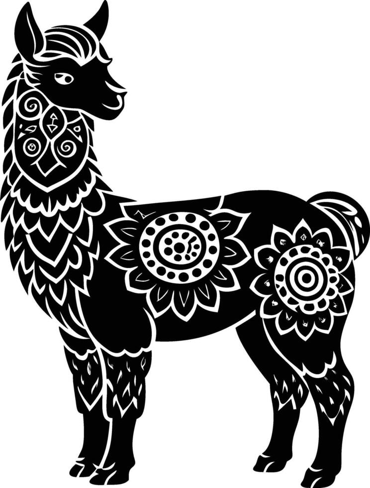 Alpaca silhouette with white background vector