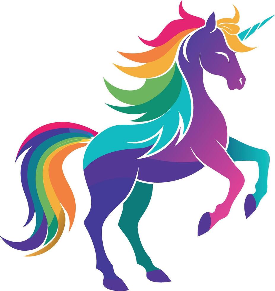 Unicorn silhouette and with white background vector