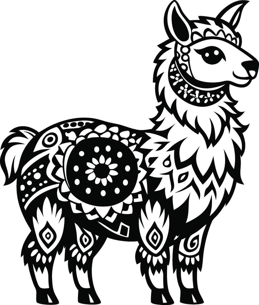 Alpaca silhouette with white background vector