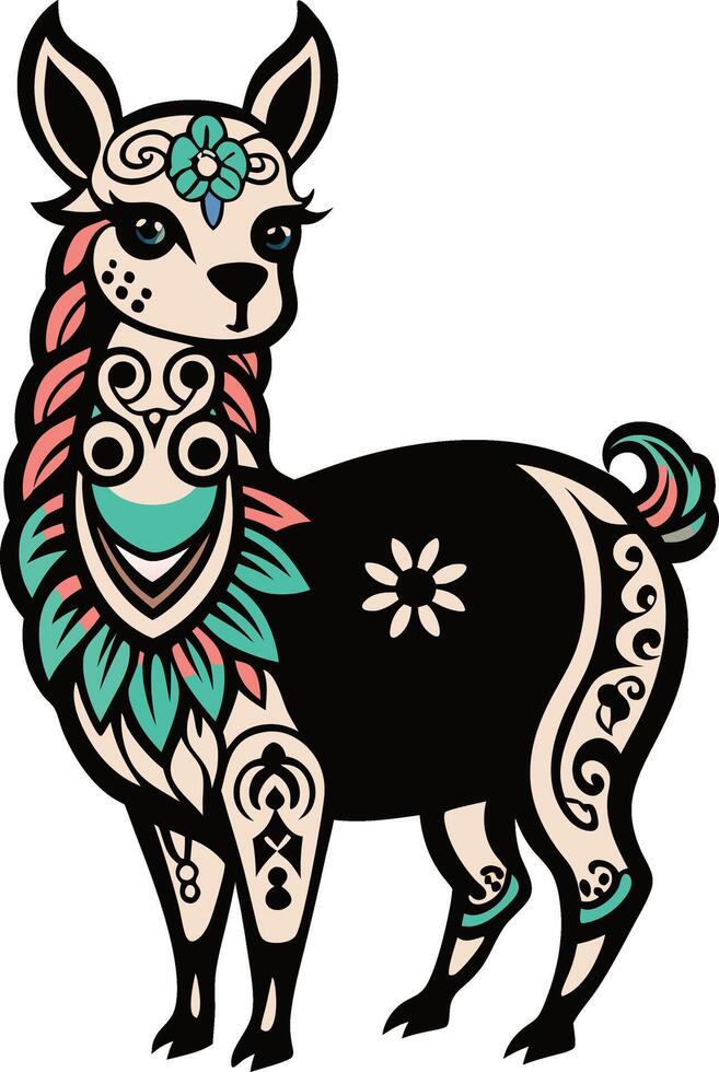 Alpaca silhouette with white background vector