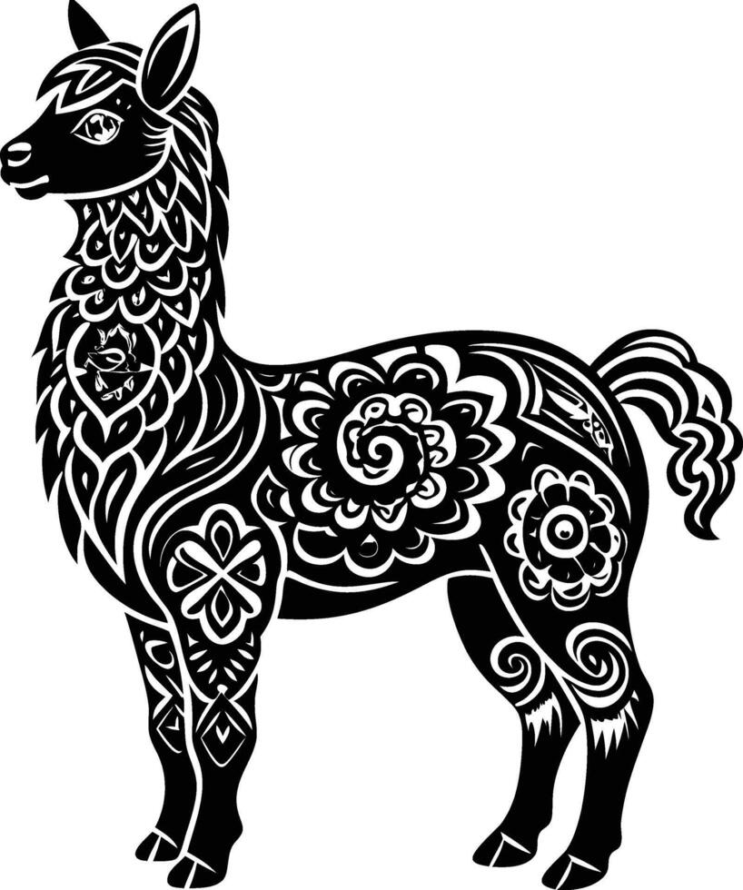 Alpaca silhouette with white background vector