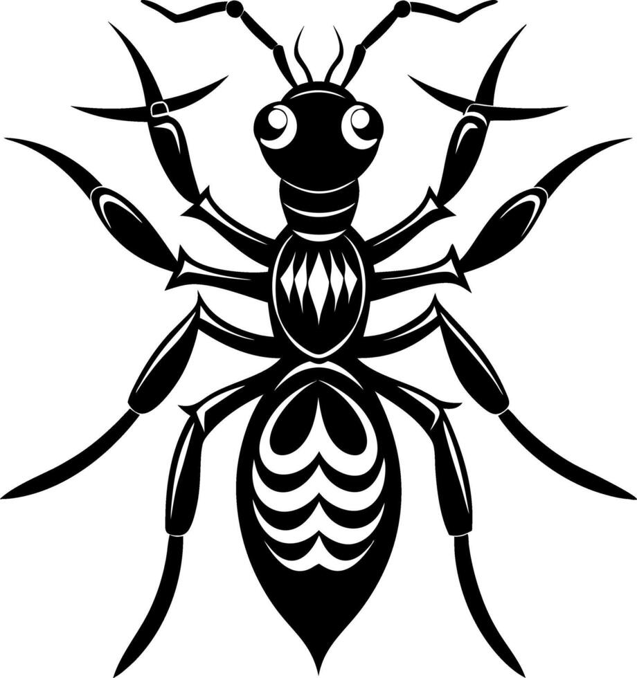 Ant silhouette and illustration with a white background. vector