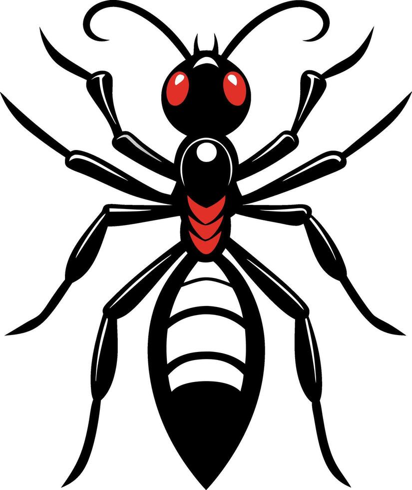 Ant silhouette and illustration with a white background. vector