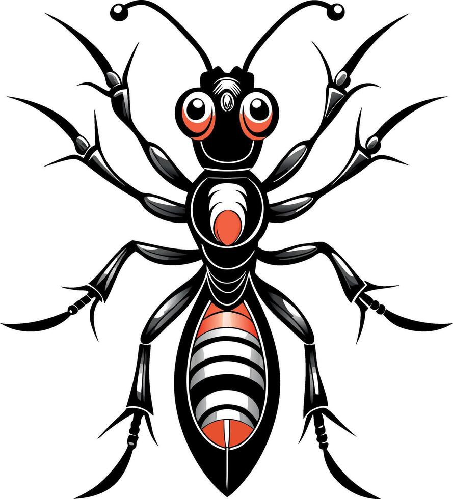 Ant silhouette and illustration with a white background. vector