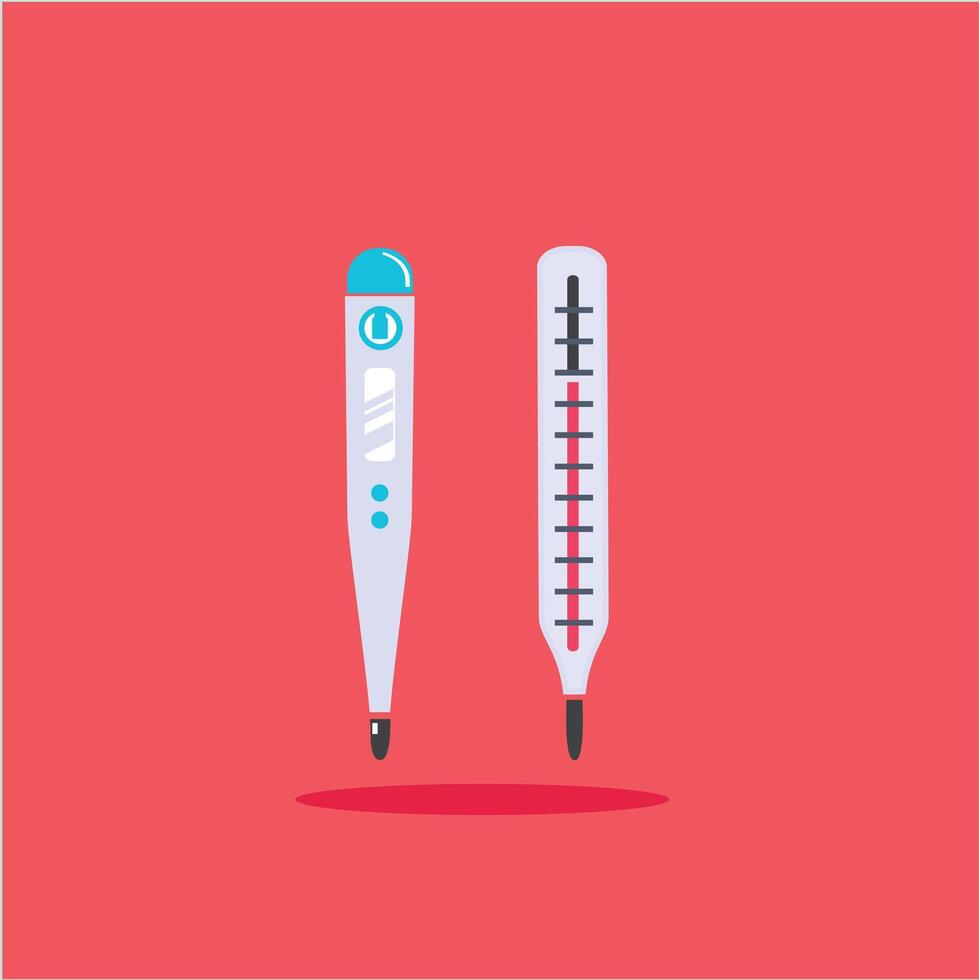 medical thermometer illustration with temperature rise and fall, simple cute measuring tool for health and fitness vector