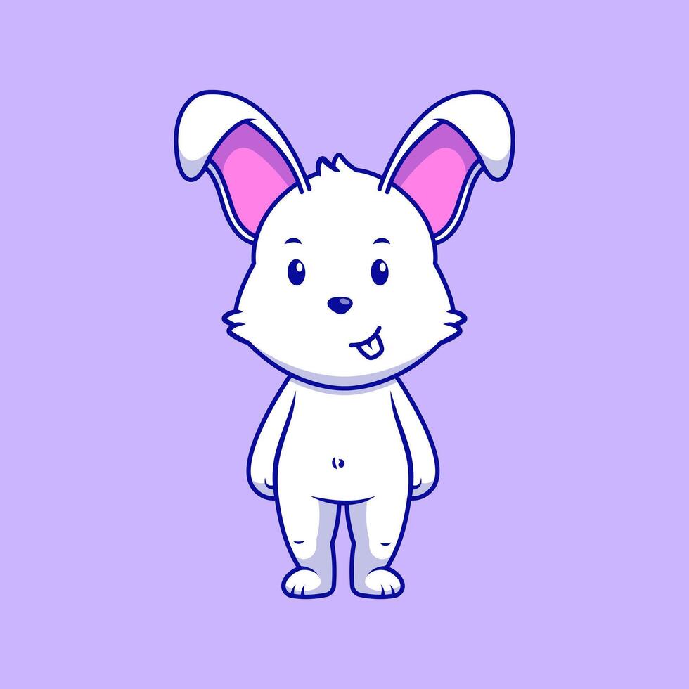 Cute Rabit Standing Cartoon Icon Illustration. Animal Nature. Flat Cartoon Concept. vector