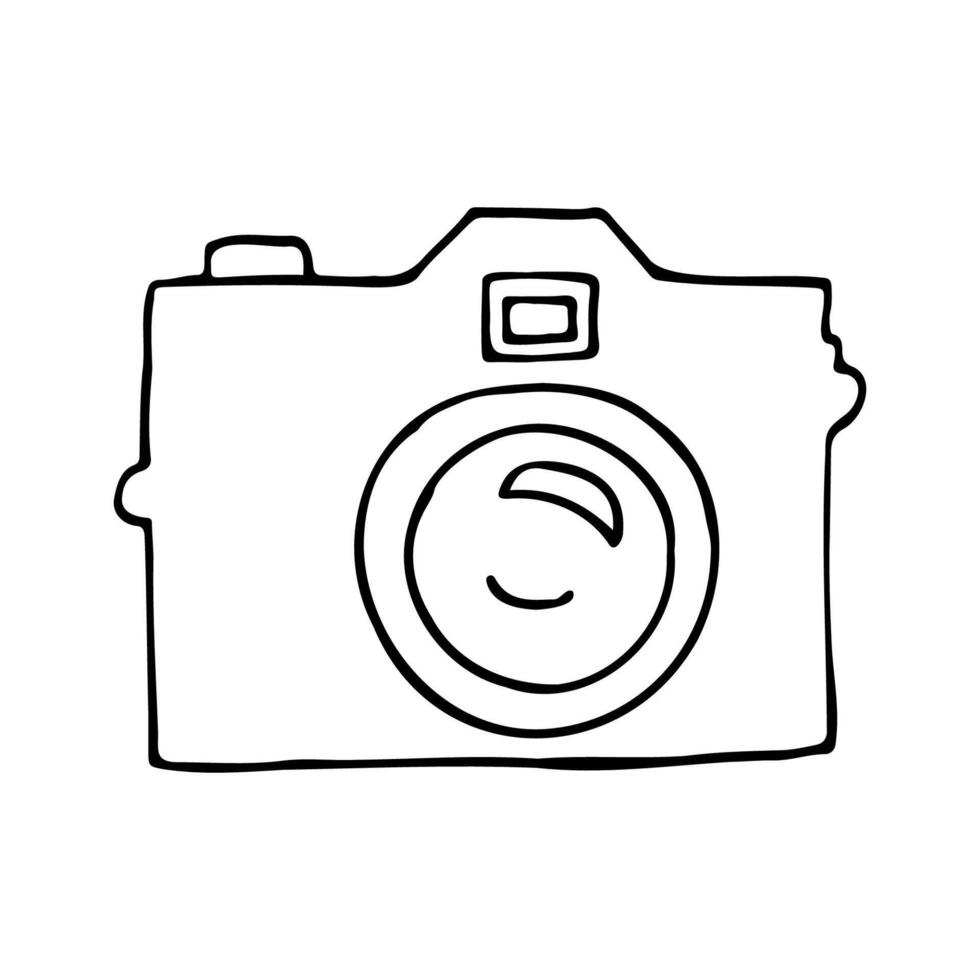 simple DSLR camera doodle - hand drawn vector