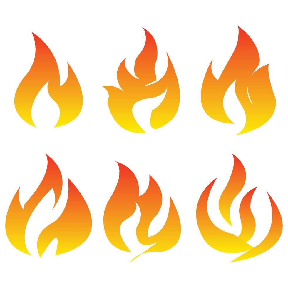 Fire flames, set Logo, inspiration burning inferno igniting icon vector