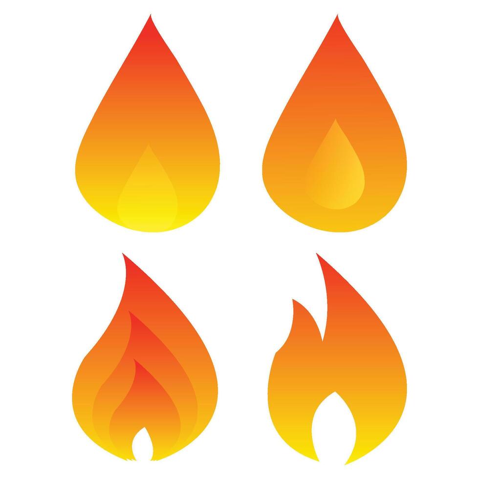 Fire flames, set Logo design inspiration vector
