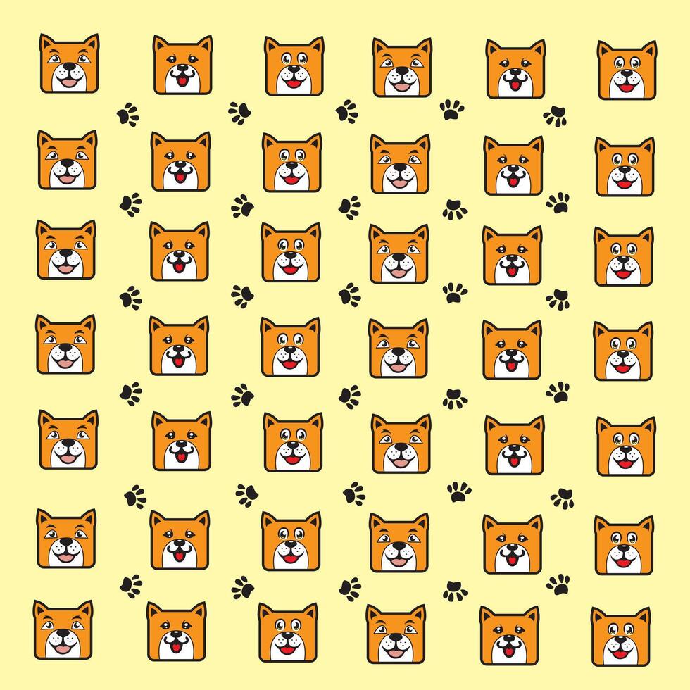 cute dog and paw pattern vector