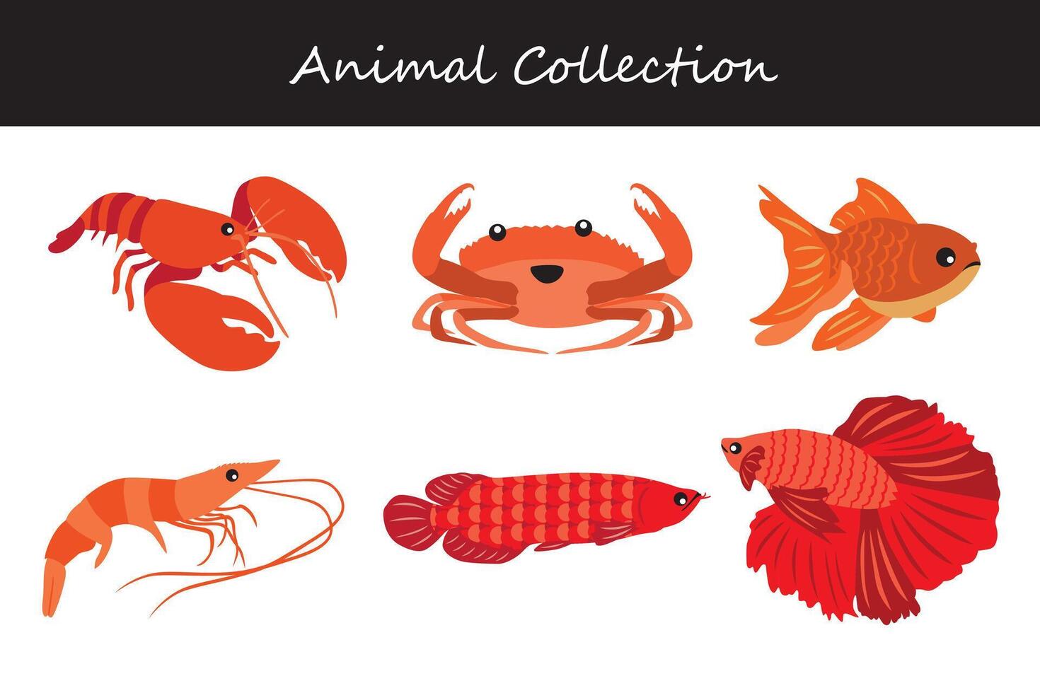 shrimp, crab, lobster and others. animal collection vector