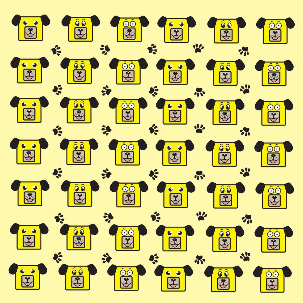 cute dog and paw pattern vector