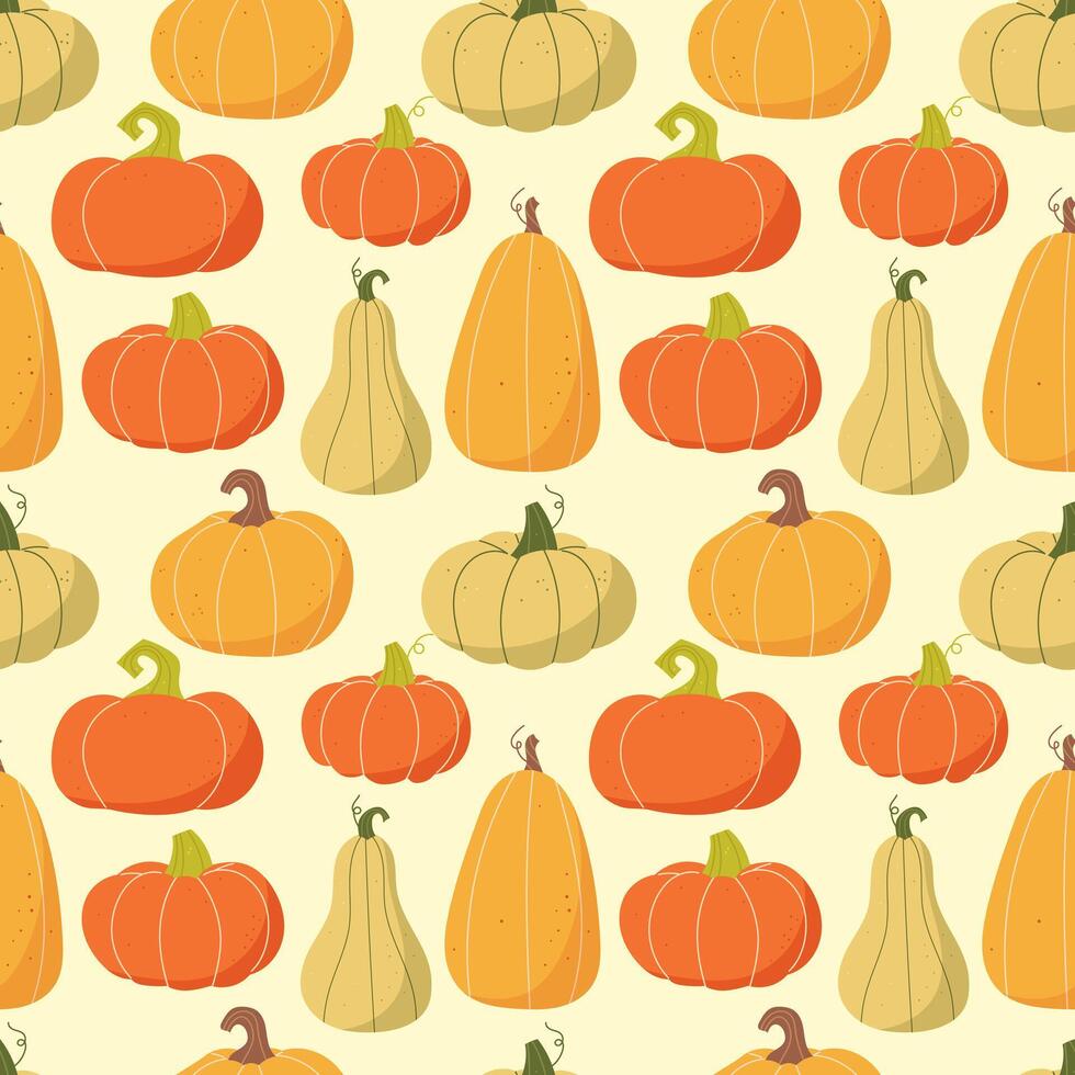 Autumn pattern with pumpkins vector