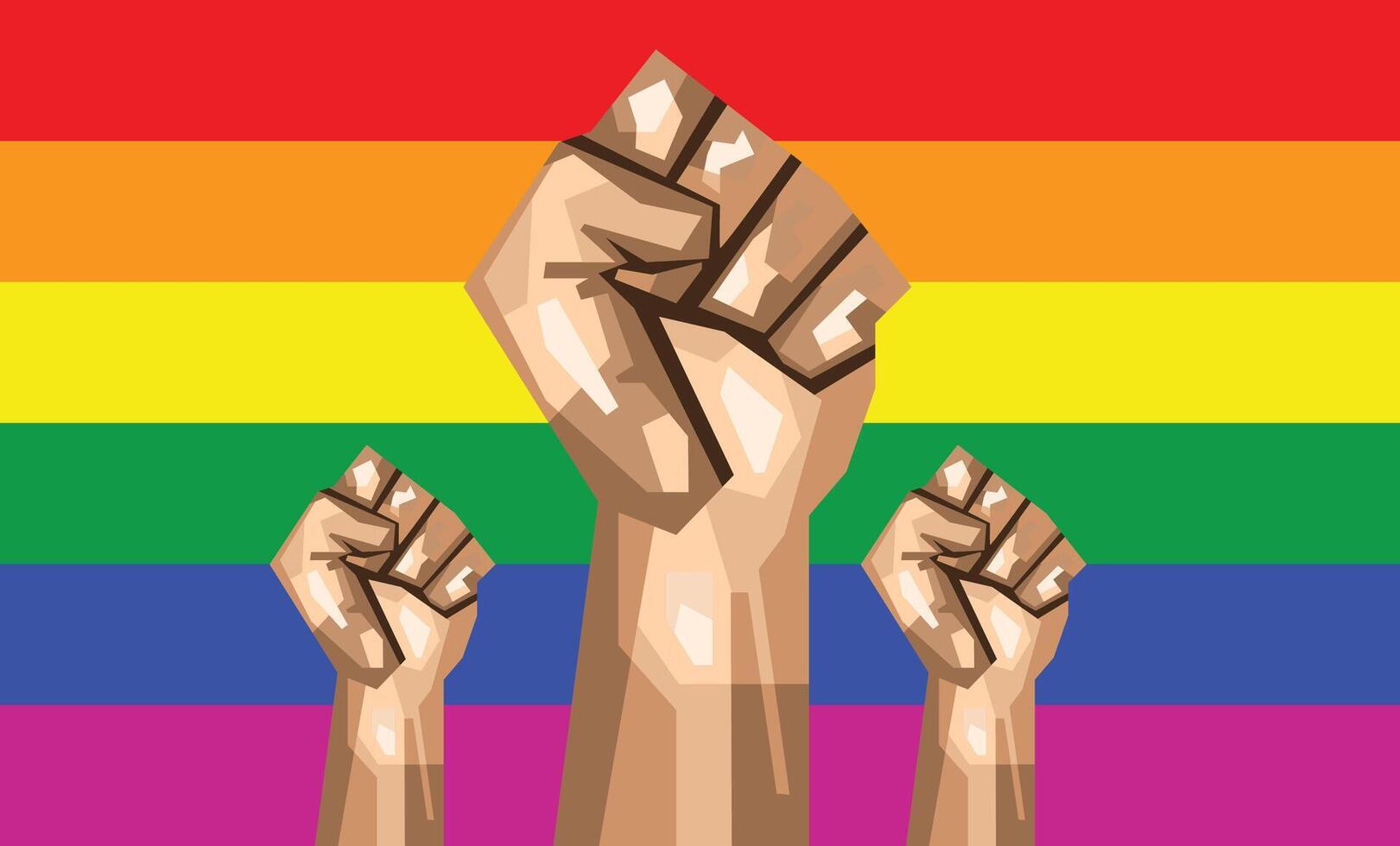 Hand freedom rainbow background vector