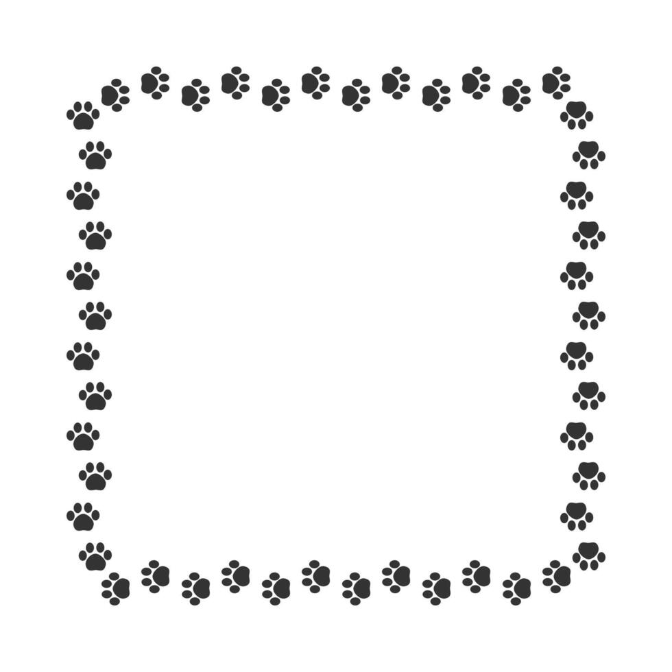 Square animal paw print frame silhouette vector