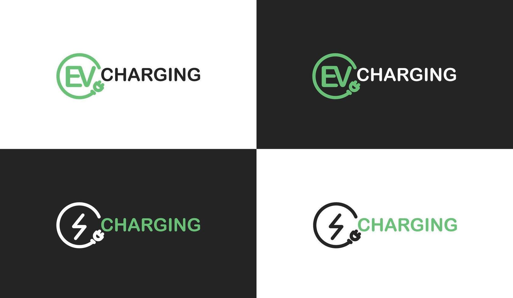 Electric car logo with charging stations by sketch in concept of green. renewable energy and eco power produced from sustainable source. EV plugin station. technology electric car. design. vector