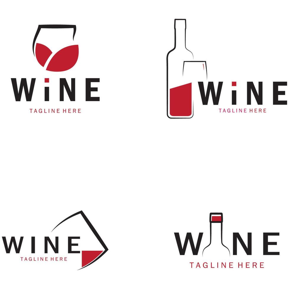 Wine logo with wine glasses and bottles.for night clubs,bars,cafe and wine shops. vector