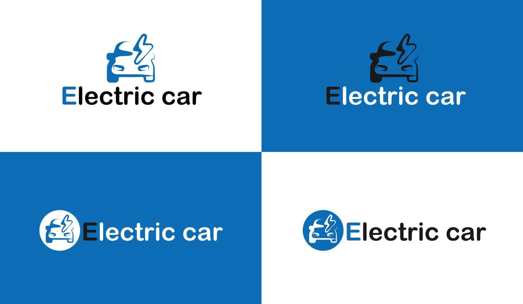 Electric car logo with charging stations by sketch in concept of blue. renewable energy and eco power produced from sustainable source. EV plugin station. technology electric car. design. vector