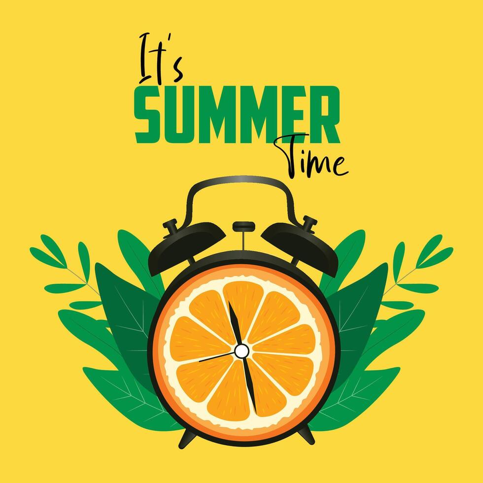 Alarm Clock of Orange. Summer Concept. vector