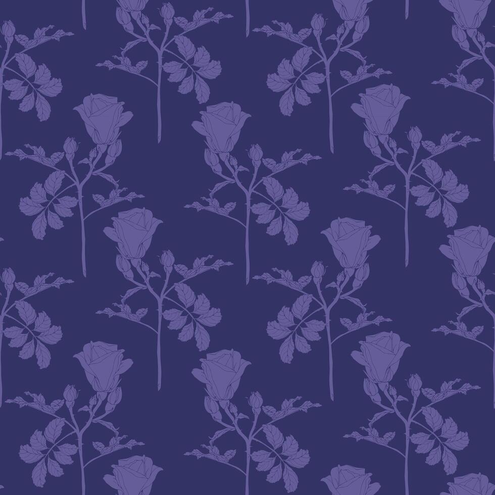 Wild roses seamless pattern vector