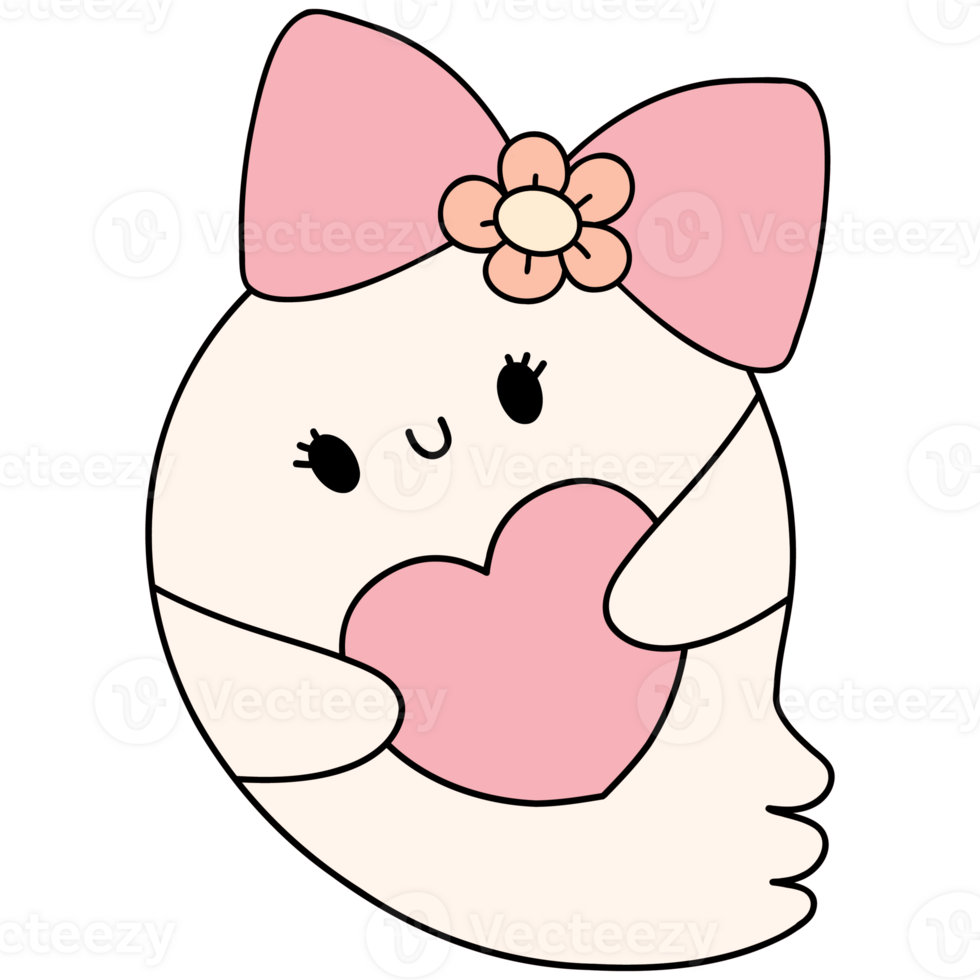 Coquette ghost cute doodle cartoon png