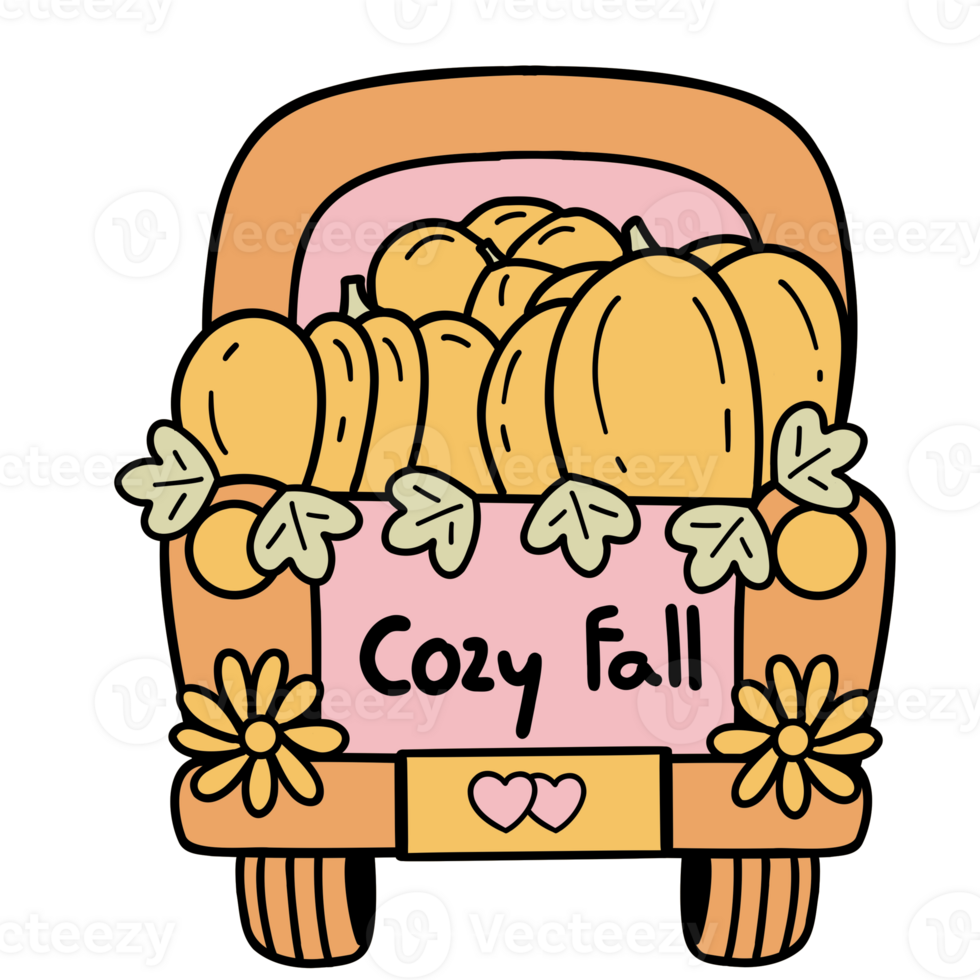 Groovy autumn cartoon png